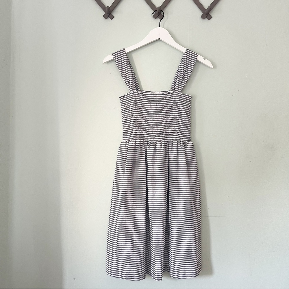 Madewell Texture & Thread Smocked Dress in Stripe
